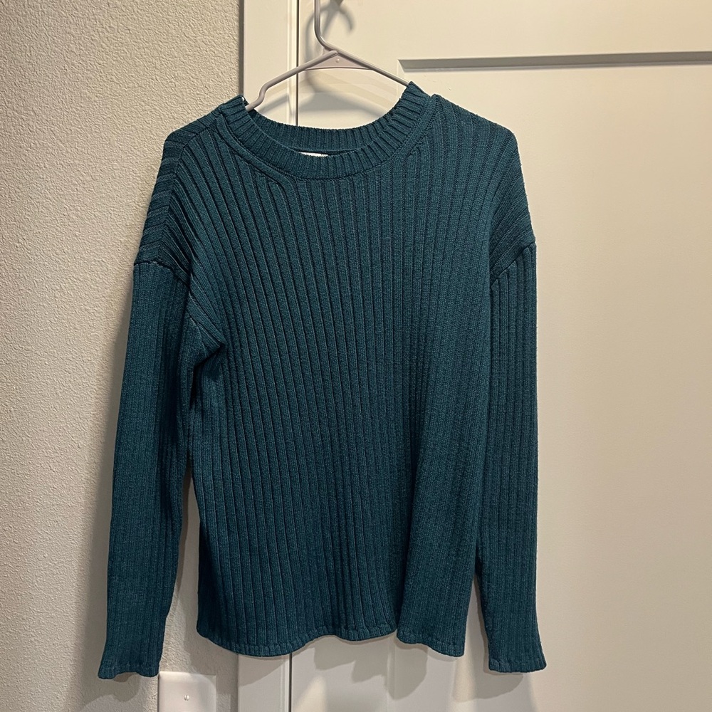 Jessica Simpson Teal Ribbed Crewneck Sweater